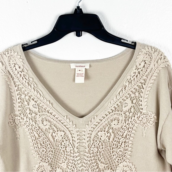 SUNDANCE Celia Embroidered Crochet Lace Trim Tunic Dress, Size Medium - Picture 4 of 8